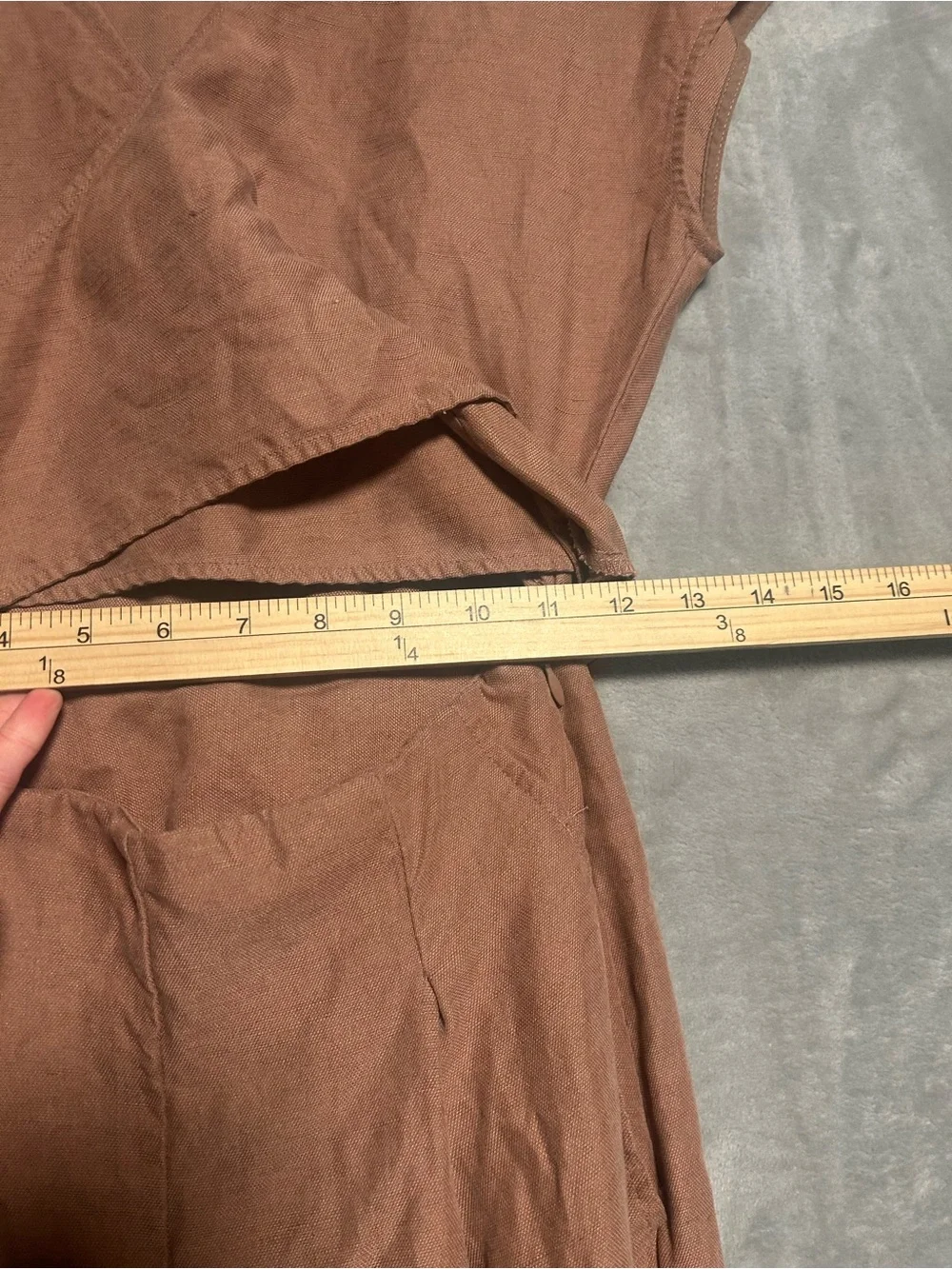 Wilfred Brax Jumpsuit Women’s 2 Linen Blend Tie Crossover Wrap Top Brown Pockets